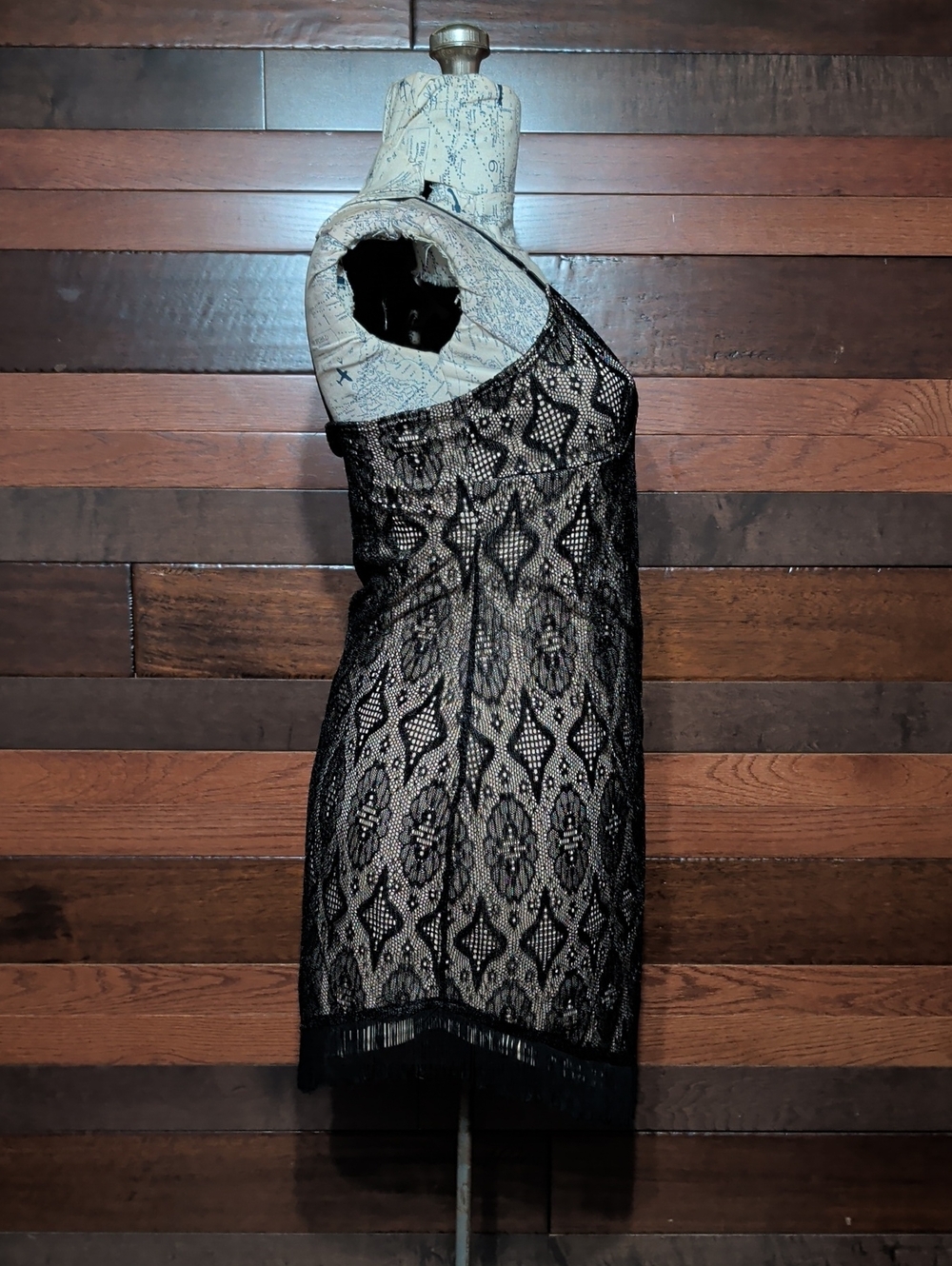 Y2K Chesley Black Lace Slip with Nude Underlay - Picture 7 of 10